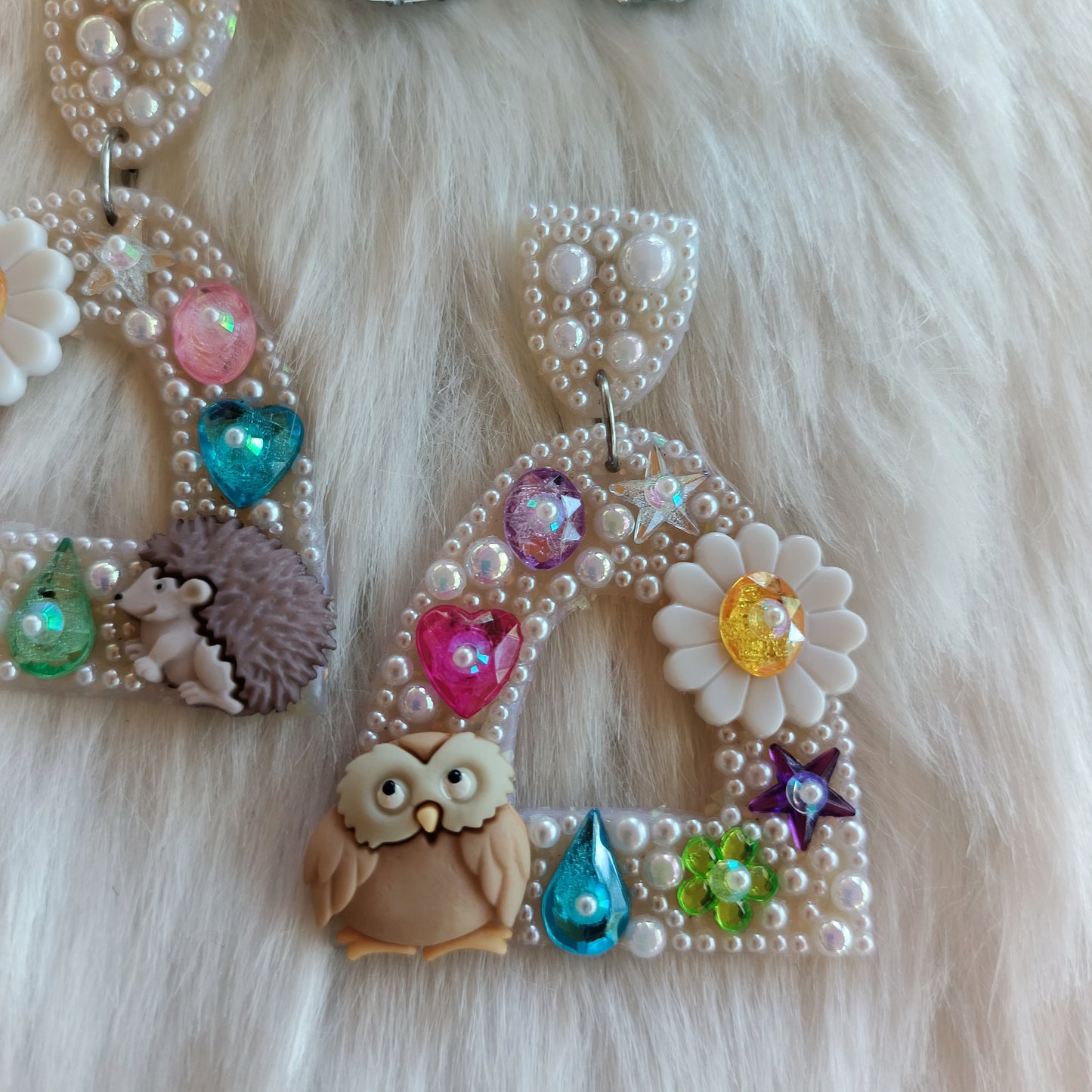 🦝Forest Friends, But Make It Sparkle, Forest Core Earrings, Bedazzled Pearl Earrings, Owl Earrings, Hedgehog Earrings, Whimsical Earrings, Pearl Statement Earrings 💖