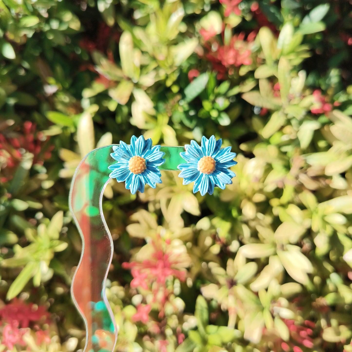 Blue Daisy Medium Studs, Cape Town Blue Daisies, Daisy Studs, Flower Earrings, Flower Stud Earrings, Blue Flower Earrings