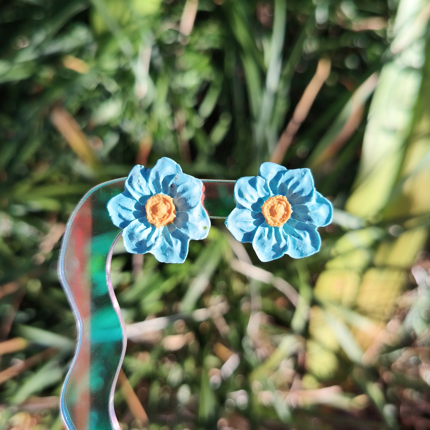 Blue Narcissus Studs, Blue Daffodil Stud Earrings, Blue Flower Earrings, Birth Flower Earrings, Flower Stud Earrings, Flower Earrings