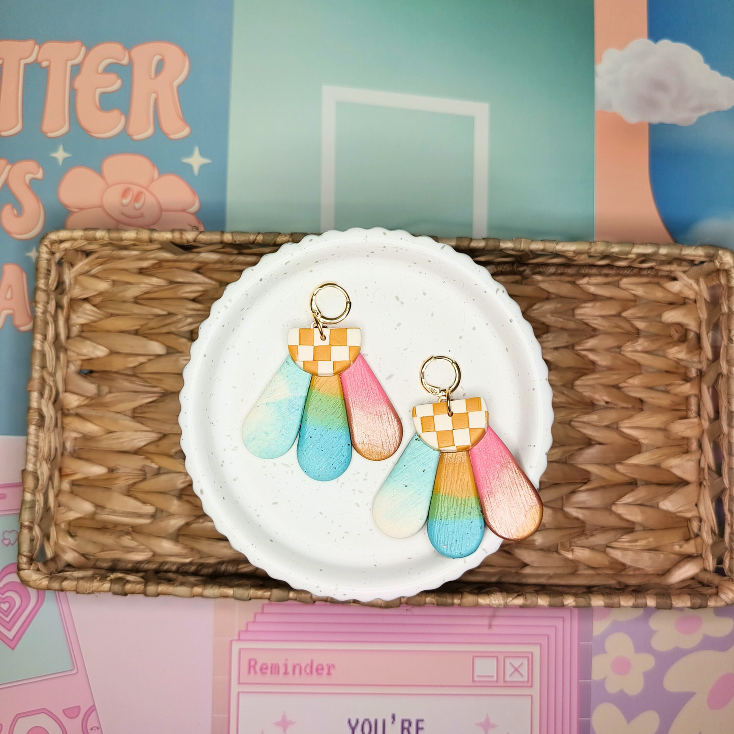 🌻Autumn Is My Favorite Season Polymer Clay Earrings, Flower Power Earrings, Fall Clay Earrings, Autumn Earrings, Polymer Clay Flower Earrings, Checkerboard Earrings, Handmade Polymer Clay Flower Earrings, Fall Clay Earrings🌻