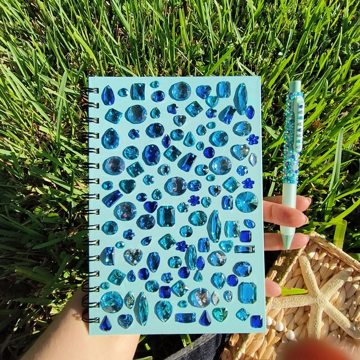 Sea Color Swatches Bedazzled Journal and Pen Set. Crystal Bedazzled Notebook, Bedazzled Pen, Bling Journal, Fancy Notebook, Fancy Spiral Notebook, Fancy Journals Notebooks, Glam Journal