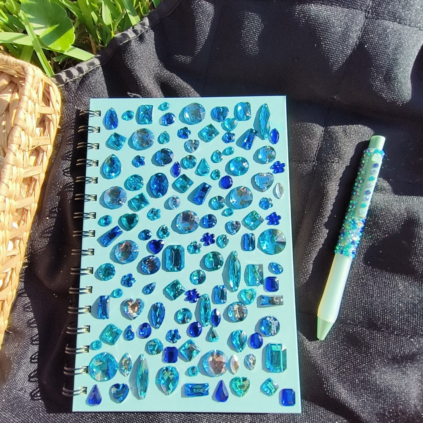 Sea Color Swatches Bedazzled Journal and Pen Set. Crystal Bedazzled Notebook, Bedazzled Pen, Bling Journal, Fancy Notebook, Fancy Spiral Notebook, Fancy Journals Notebooks, Glam Journal