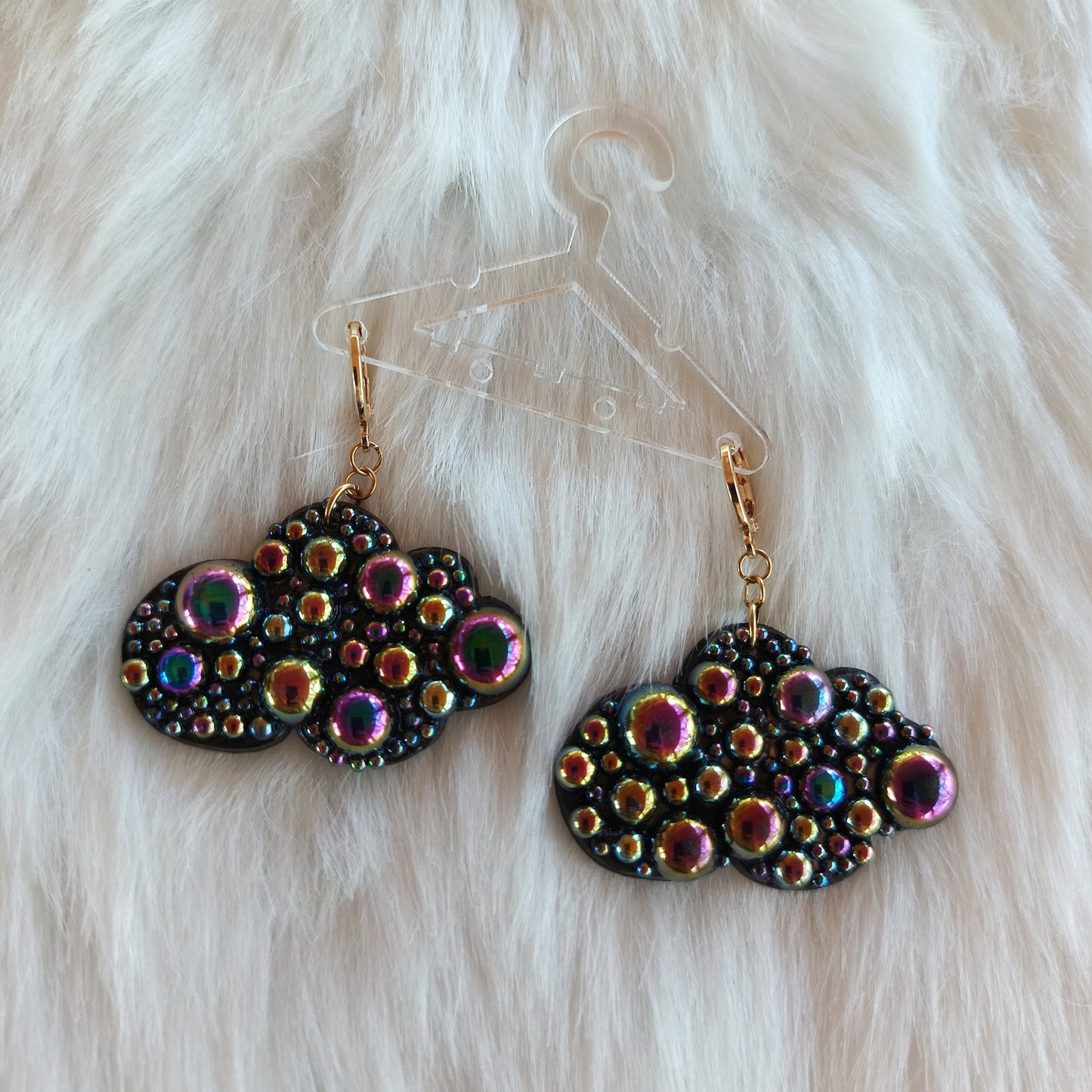 Moonless Night, Black is the Color of My True Love's Hair, Black Bedazzled Earrings, Black Cloud Earrings, Black Statement Earrings, Bedazzled Cloud Earrings