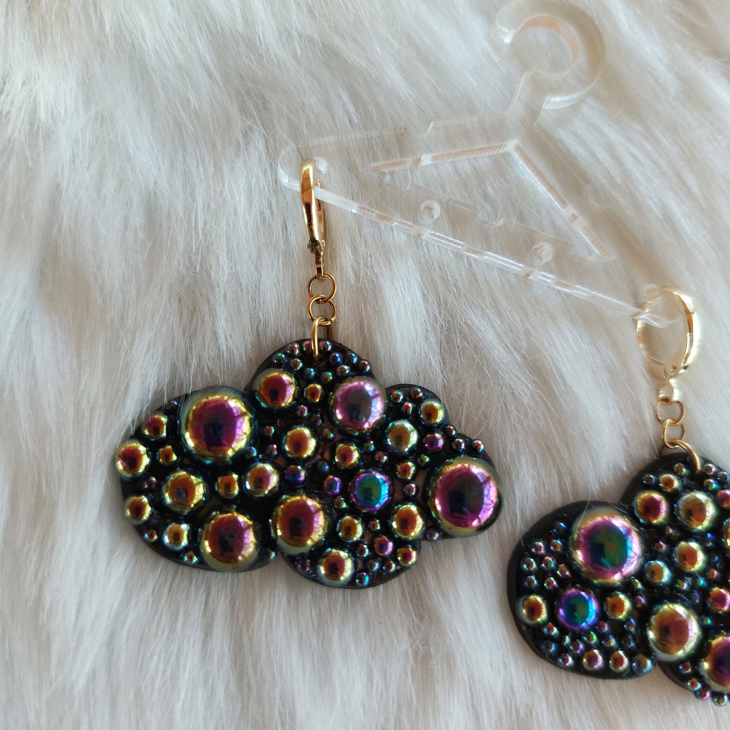 Moonless Night, Black is the Color of My True Love's Hair, Black Bedazzled Earrings, Black Cloud Earrings, Black Statement Earrings, Bedazzled Cloud Earrings