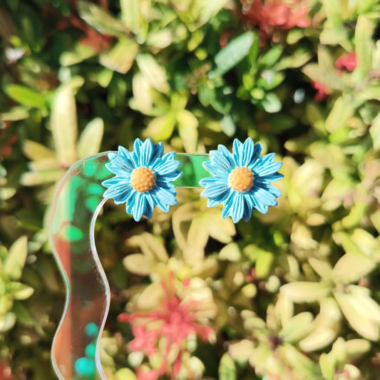 Blue Daisy Medium Studs, Cape Town Blue Daisies, Daisy Studs, Flower Earrings, Flower Stud Earrings, Blue Flower Earrings