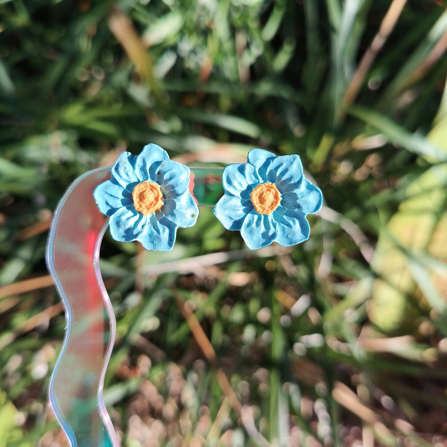Blue Narcissus Studs, Blue Daffodil Stud Earrings, Blue Flower Earrings, Birth Flower Earrings, Flower Stud Earrings, Flower Earrings