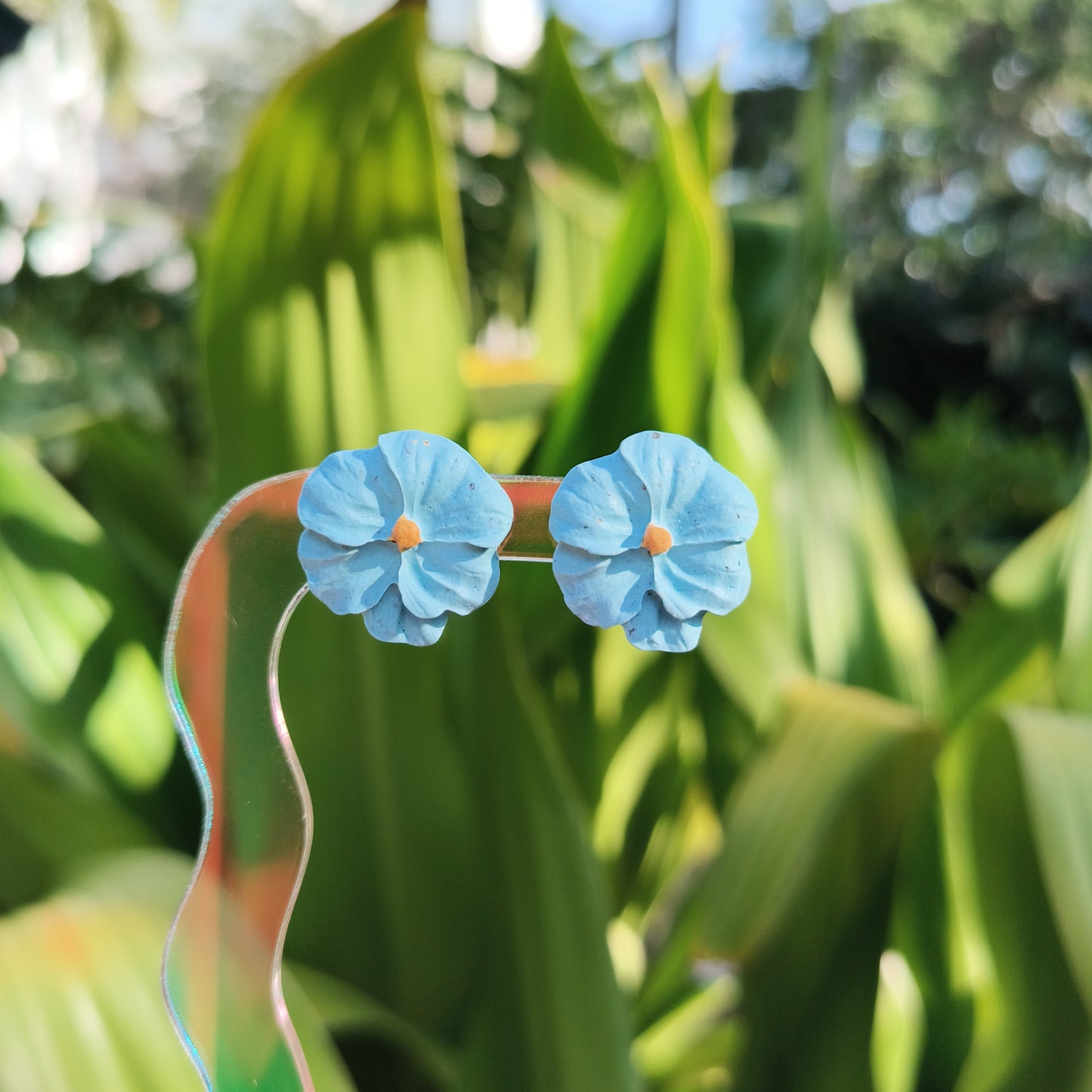 Cornflower Blue Pansy Studs, Flower Stud Earrings, Flower Earrings, Birth Flower Earrings, Blue Flower Earrings