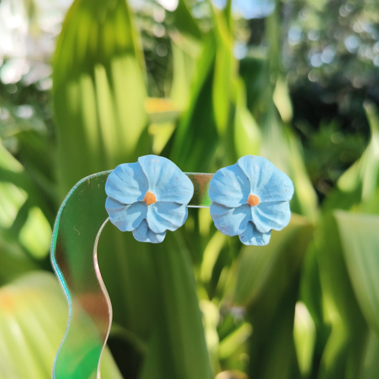 Cornflower Blue Pansy Studs, Flower Stud Earrings, Flower Earrings, Birth Flower Earrings, Blue Flower Earrings