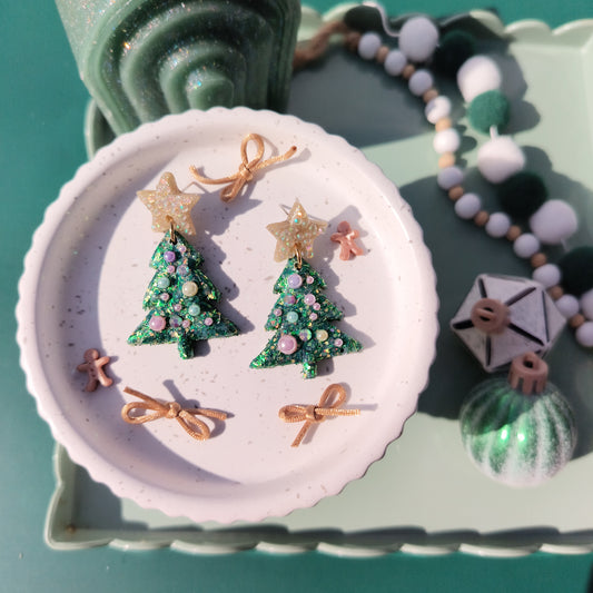 🎄Holly Jolly Tinsel Trees🎄, Christmas Tree Earrings, Christmas Earring Trees