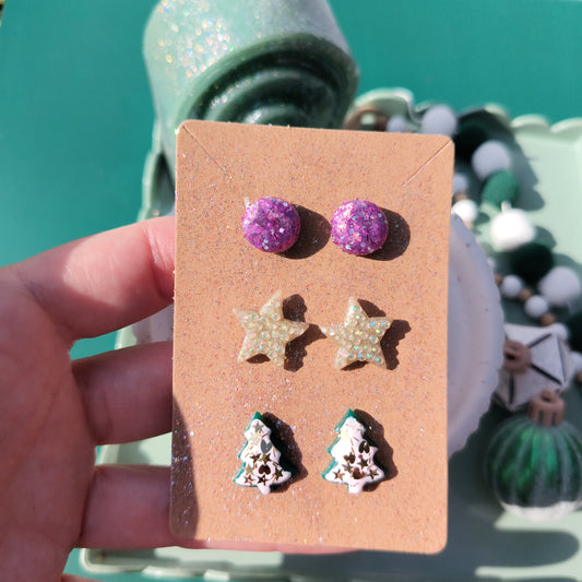 ✨Sparkle and Shine Stud Set🎄, Christmas Stud Set, Christmas Stud Earrings, Christmas Earrings Studs