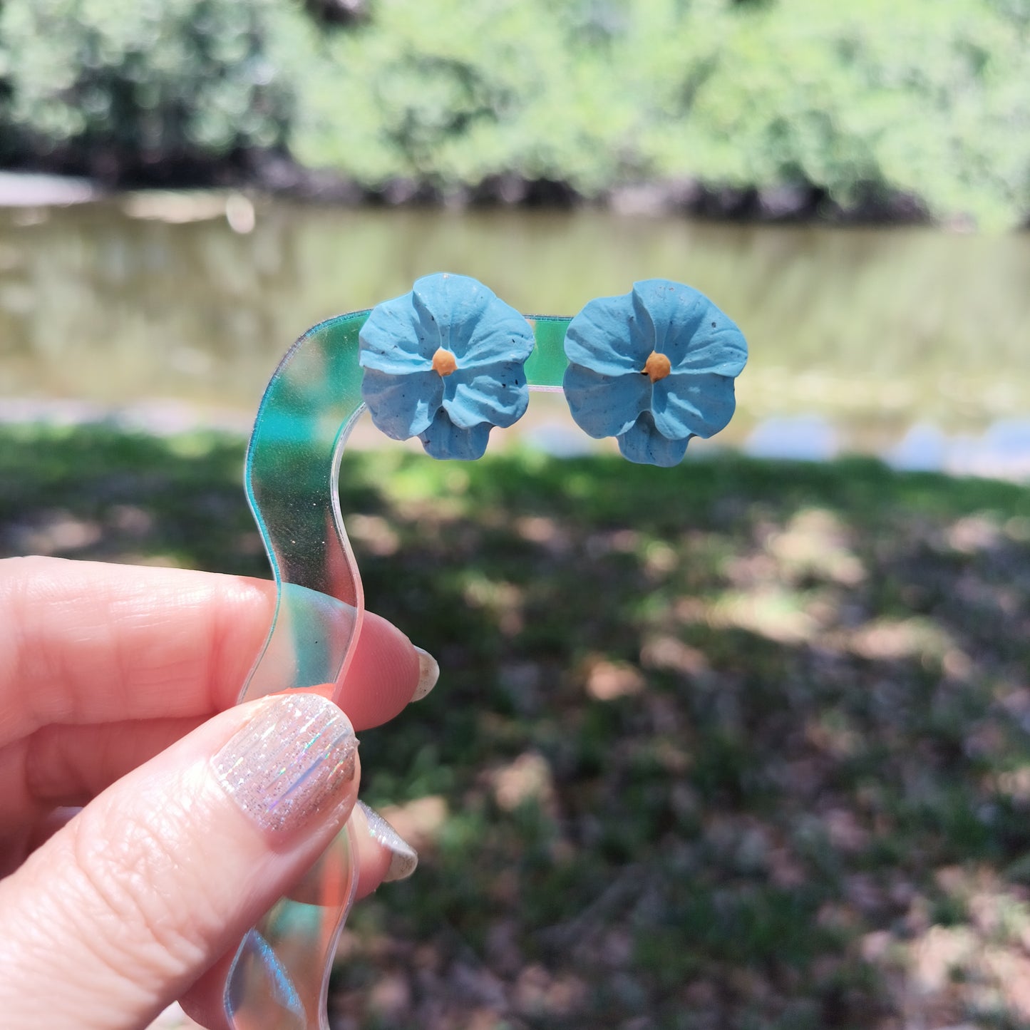 Cornflower Blue Pansy Studs, Flower Stud Earrings, Flower Earrings, Birth Flower Earrings, Blue Flower Earrings