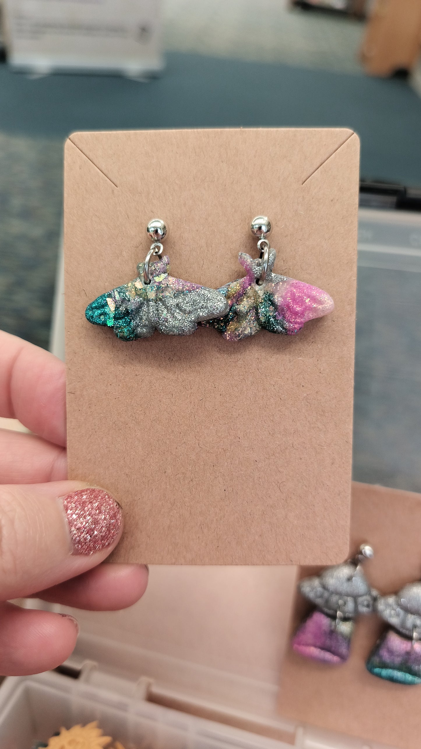Colorful Sparkle Moth Earrings