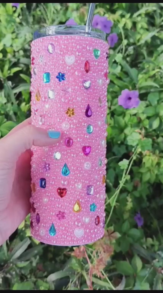 💮The Alexis Bedazzled Tumbler, Bling Tumbler with Straw, Pink Bedazzled Cup, Barbie Bling Tumbler, Custom Gifts, Pink Pearl Cup, Bling Coffee Cup, Bling Tumbler Cups, Cups with Rhinestones, Bedazzle Tumbler Cups, Pink Pearl Bedazzled Tumbler💮