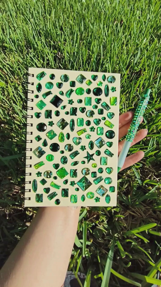 Emerald Forest Bedazzled Journal and Pen Set, Bedazzled Notebook, Bedazzled Pen, Sparkly Notebook, Bling Journal, Green Notebook, Green Journal, Green Bling Journal, Emerald Sparkly Notebook